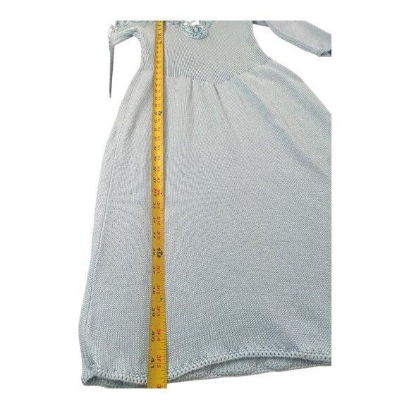 Vintage Don Sayres Wellmore SZ 8 Blue Knit &Silk Embroidered Dress Neiman Marcus - Picture 9 of 11